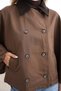 Women's Brown Button Detailed Cape Trench Coat - 7
