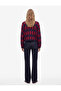 V-Neck Long Sleeve Tie-Up Diamond Patterned Knitwear Cardigan with Pockets - 3