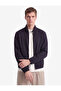 Pocketed Zippered Cotton Buttoned Stand Collar Gabardine Shirt - 3