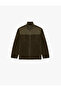 Zippered Long Sleeve High Collar Fleece Sweatshirt with Pockets - 4