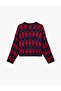 V-Neck Long Sleeve Tie-Up Diamond Patterned Knitwear Cardigan with Pockets - 6