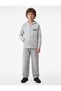 Printed Detailed Cotton Pocketed Three-Thread Ribbed Hooded Zippered Sweatshirt