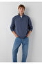 Half-Zip Navy Blue Basic Sweatshirt 0S10278-70759 - 2