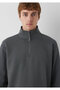Anthracite Basic Sweatshirt with Semi-Zipper 0S10278-91268 - 6