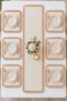 Ruffled Runner and American Service Set – 7 Piece Beige Tablecloth & Placemat Set