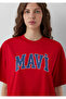 Logo Printed Red T-Shirt Oversize / Wide Cut 1600843-86417 - 5