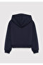 M7S10188 Printed Hooded Zippered Girls' Sweatshirt Dark Blue - 4