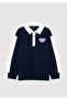 Logo Printed Navy Blue Polo Sweatshirt 6S10185-84371 - 2