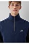 M0S10613 Patch Logo Embroidered Semi-Zipper Men's Sweatshirt Dark Blue - 5
