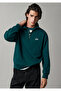 Patch Embroidered Semi-Zip Green Sweatshirt 0S10613-90366 - 3