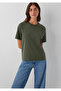 Khaki Basic Interlock T-Shirt Loose Fit / Comfortable Loose Cut 1613820-80714 - 2