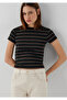 Striped Brown Basic T-Shirt Fitted / Bodycon Cut 1614333-91661 - 3
