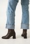 Women's Brown Blunt Toe Thick Heeled Back Zipper Orthopedic Insole Boots Owena - 8
