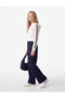 Striped Viscose Blend Loose Cut Trousers with Shawl - 2