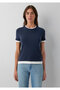 Double Layer Look Navy Blue T-Shirt Slim Fit / Narrow Fit 1614185-90372 - 3