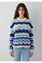 Navy Blue Jacquard Sweater Regular Fit / Normal Cut 1710974-91041 - 4
