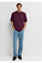 Logo Printed Claret Red Basic T-Shirt Loose Fit / Comfortable Cut 0612216-70434 - 2