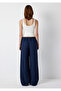 Linen Blend Navy Blue Trousers 1011269-82318 - 5