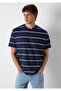 Striped Navy Blue T-Shirt Loose Fit / Relaxed Comfortable Cut 0613500-70490 - 2