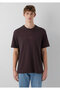 Logo Printed Brown Basic Interlock T-Shirt Loose Fit / Comfortable Loose Cut 0613102-88083 - 3