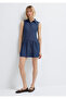 Pleated Navy Blue Short Dress 1310875-82052 - 3