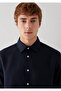 Navy Blue Linen Shirt Regular Fit / Normal Cut 0211960-86623 - 6