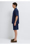 Short Sleeve Navy Blue Muslin Shirt Regular Fit / Normal Cut 0211532-70497 - 4