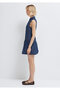 Pleated Navy Blue Short Dress 1310875-82052 - 5