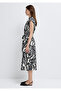 Lace-Up Printed Black Dress 1310871-91528 - 5