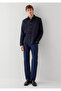 Navy Blue Linen Shirt Regular Fit / Normal Cut 0211960-86623