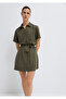 100% Lyocell (Tencel) ™ ) Khaki Short Dress 1310860-87538 - 2