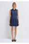 Pleated Navy Blue Short Dress 1310875-82052 - 4