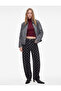 Comfortable Fit Cotton Polka Dot Patterned Barrel Pants with Belt - Barrel Jeans