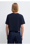 Navy Blue Basic Crop T-Shirt / Short Cut 1613910-86623 - 5