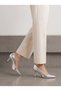 Vega Alba Women's Pointed Toe Heeled Shoes 00122237 Silver Crocodile