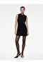 Slim Fit Viscose Sleeveless High Neck Metal Button Detailed Mini Dress