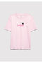 Logo Cat Printed Pink T-Shirt Loose Fit / Comfortable Loose Cut 7610475-90773 - 3