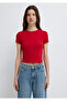 Red Basic Crop T-Shirt Crop / Short Cut 1600814-86417 - 3