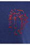 Cat Printed Navy Blue T-Shirt Semi Slim Fit / Semi Narrow Cut 1613873-70498 - 7