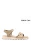 Women's Beige Antique Velcro Strap Genuine Leather Sandals