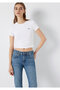 Logo Printed White Crop T-Shirt Crop / Short Cut 1613848-620 - 3
