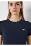Logo Printed Navy Blue Crop T-Shirt Crop / Short Cut 1613848-85315 - 6