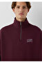 M0S10208 Logo Printed Semi-Zipper Men's Sweatshirt Bordo - 6