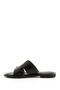 Women's Black Genuine Leather Slippers - 4