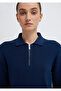 Navy Blue Semi-Zip Knitwear Polo 1710842-70497 - 7