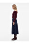 Normal Waist Pocketed Comfortable Cut Drawstring Flounce Denim Long Skirt - 2