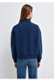 Logo Printed Half Zipper Navy Blue Sweatshirt 1S10373-70488 - 5