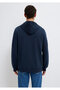 Hooded Zippered Navy Blue Basic Sweatshirt 0S10423-70490 - 6