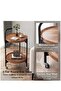 2-Tier Round Side Table with Rolling Casters,Mid Century Modern Walnut Finish Coffee Table,Movable Bedside and Sofa End Table - 6