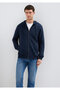 Hooded Zippered Navy Blue Basic Sweatshirt 0S10423-70490
